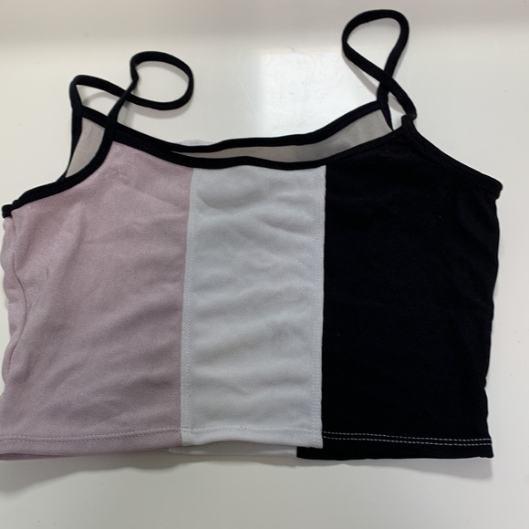 Pink, white, and black crop top. Never worn. - Picture 4 of 7